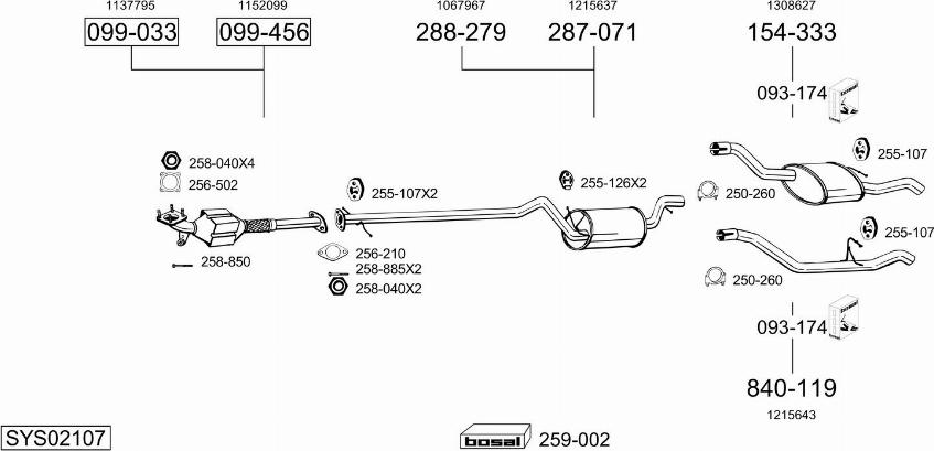 Bosal SYS02107 - Система випуску ОГ autocars.com.ua