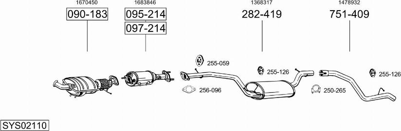 Bosal SYS02110 - Система випуску ОГ autocars.com.ua