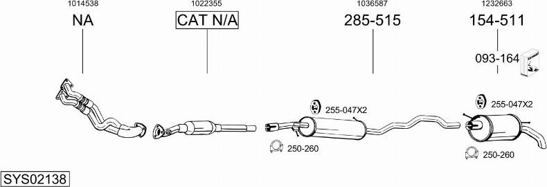 Bosal SYS02138 - Система випуску ОГ autocars.com.ua