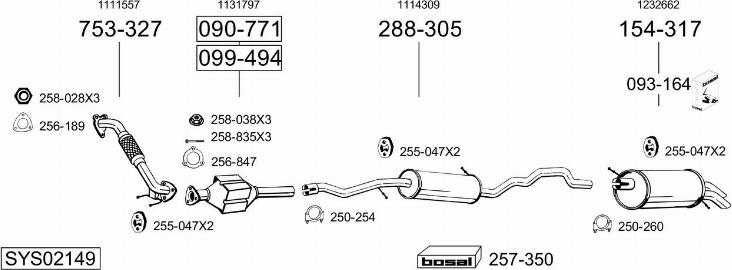 Bosal SYS02149 - Система випуску ОГ autocars.com.ua