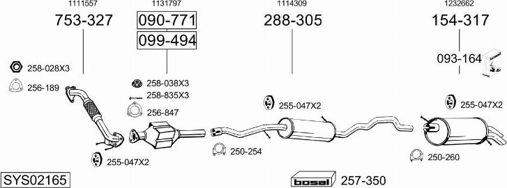 Bosal SYS02165 - Система випуску ОГ autocars.com.ua