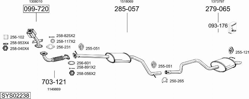 Bosal SYS02238 - Система випуску ОГ autocars.com.ua