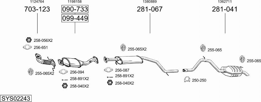 Bosal SYS02243 - Система випуску ОГ autocars.com.ua