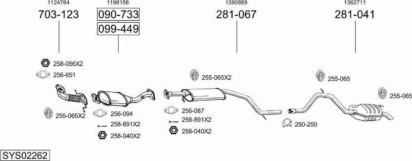 Bosal SYS02262 - Система выпуска ОГ avtokuzovplus.com.ua