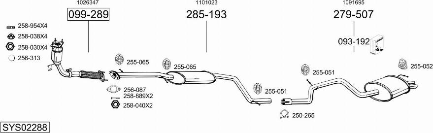 Bosal SYS02288 - Система випуску ОГ autocars.com.ua