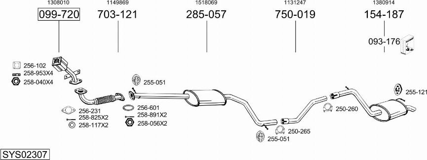 Bosal SYS02307 - Система випуску ОГ autocars.com.ua