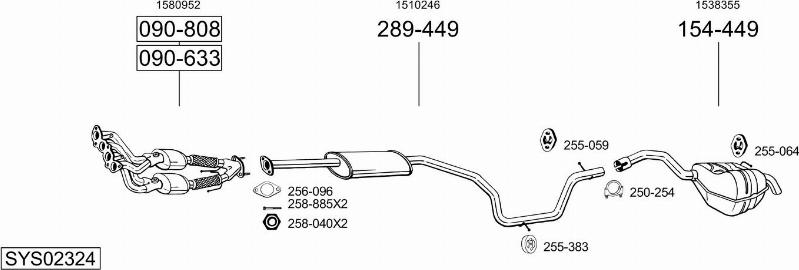 Bosal SYS02324 - Система випуску ОГ autocars.com.ua