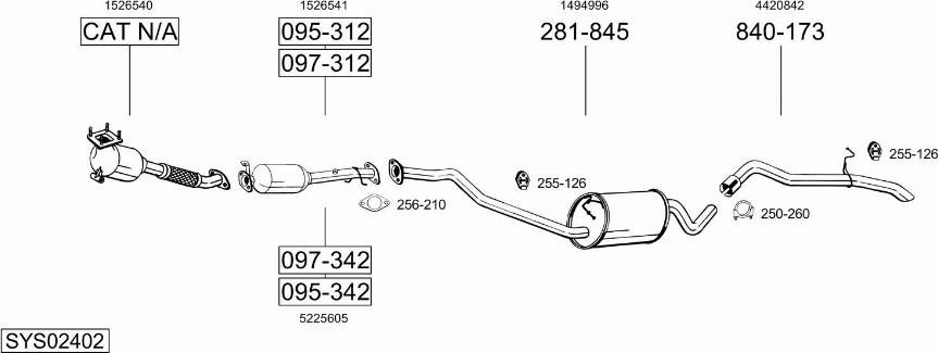 Bosal SYS02402 - Система випуску ОГ autocars.com.ua