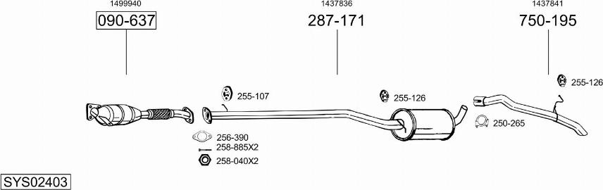 Bosal SYS02403 - Система випуску ОГ autocars.com.ua