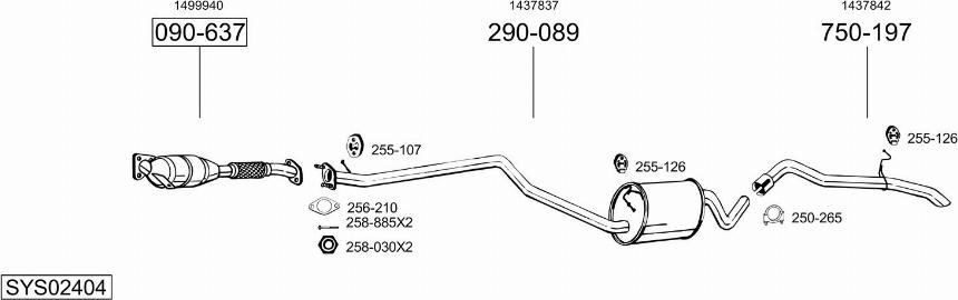 Bosal SYS02404 - Система випуску ОГ autocars.com.ua