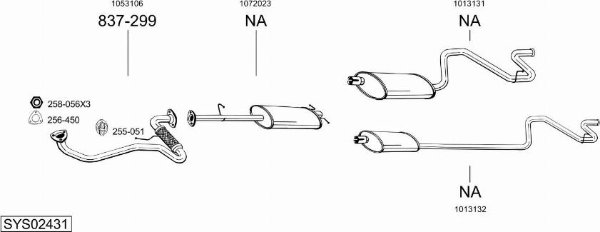 Bosal SYS02431 - Система випуску ОГ autocars.com.ua