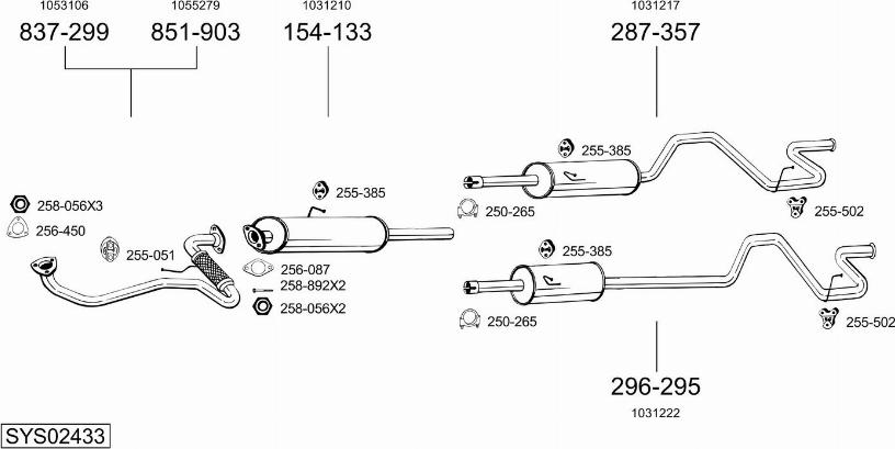 Bosal SYS02433 - Система випуску ОГ autocars.com.ua