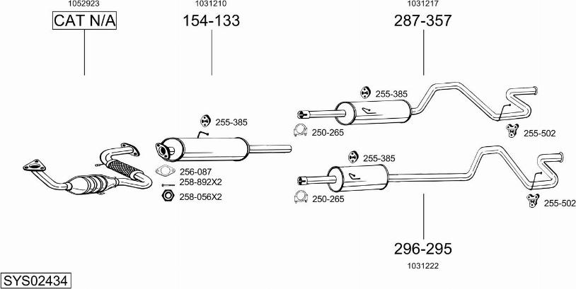 Bosal SYS02434 - Система випуску ОГ autocars.com.ua
