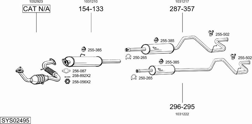 Bosal SYS02495 - Система випуску ОГ autocars.com.ua