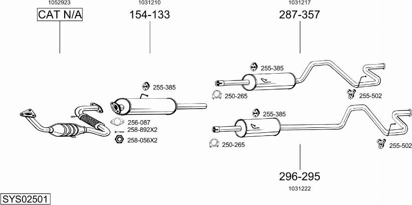 Bosal SYS02501 - Система випуску ОГ autocars.com.ua