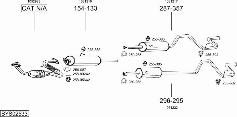 Bosal SYS02533 - Система випуску ОГ autocars.com.ua