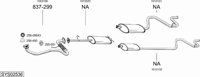 Bosal SYS02536 - Система випуску ОГ autocars.com.ua