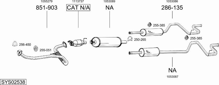 Bosal SYS02538 - Система випуску ОГ autocars.com.ua