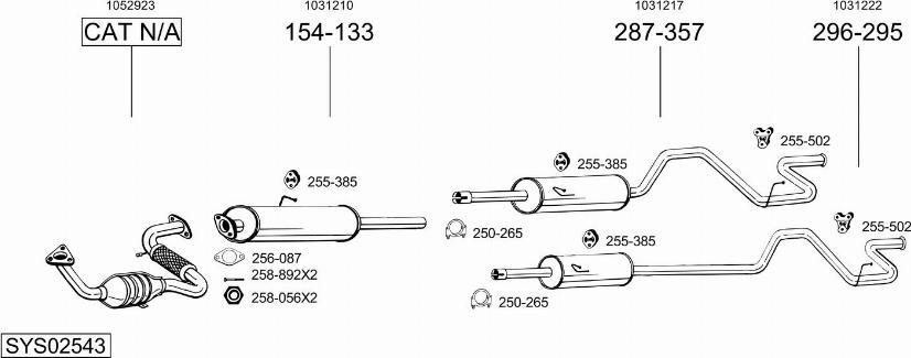 Bosal SYS02543 - Система випуску ОГ autocars.com.ua