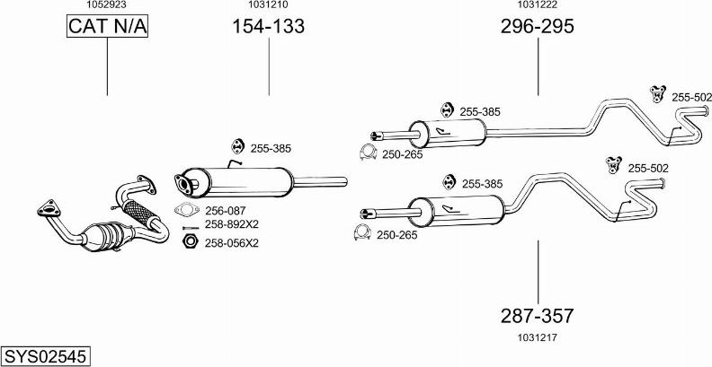 Bosal SYS02545 - Система випуску ОГ autocars.com.ua