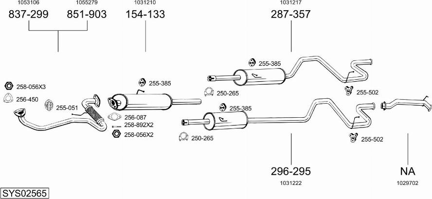 Bosal SYS02565 - Система випуску ОГ autocars.com.ua