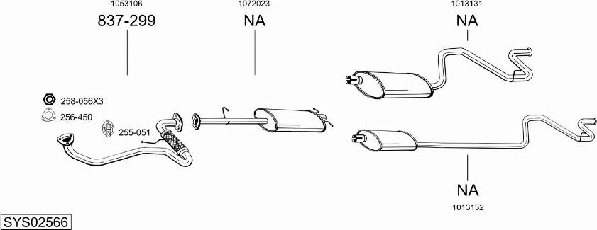 Bosal SYS02566 - Система випуску ОГ autocars.com.ua