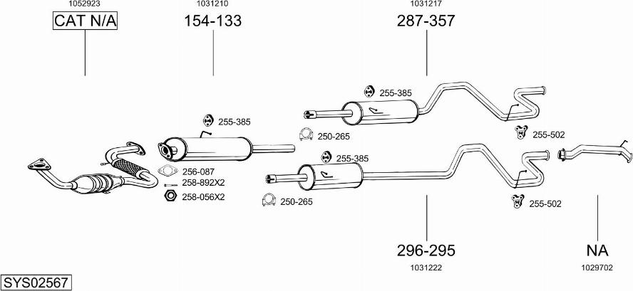 Bosal SYS02567 - Система випуску ОГ autocars.com.ua