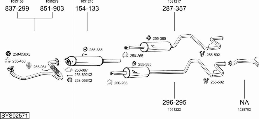 Bosal SYS02571 - Система випуску ОГ autocars.com.ua