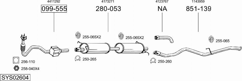 Bosal SYS02604 - Система випуску ОГ autocars.com.ua