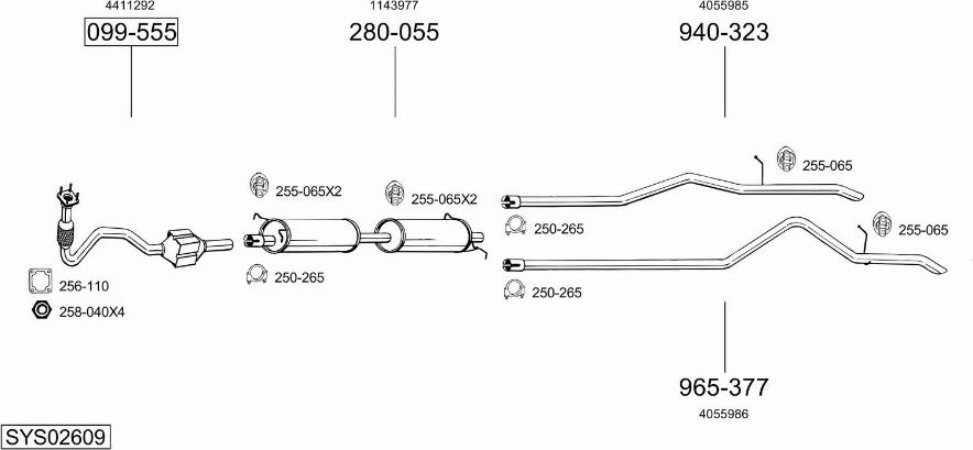 Bosal SYS02609 - Система выпуска ОГ avtokuzovplus.com.ua