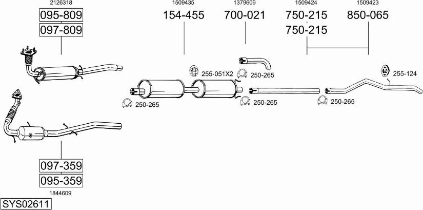 Bosal SYS02611 - Система випуску ОГ autocars.com.ua