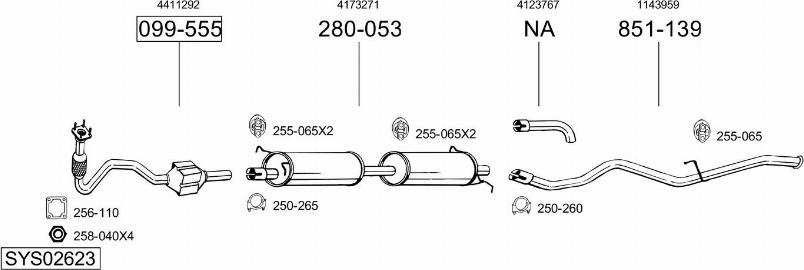 Bosal SYS02623 - Система випуску ОГ autocars.com.ua