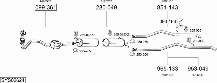 Bosal SYS02624 - Система випуску ОГ autocars.com.ua