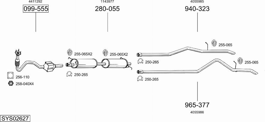 Bosal SYS02627 - Система выпуска ОГ avtokuzovplus.com.ua