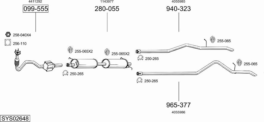 Bosal SYS02648 - Система выпуска ОГ avtokuzovplus.com.ua