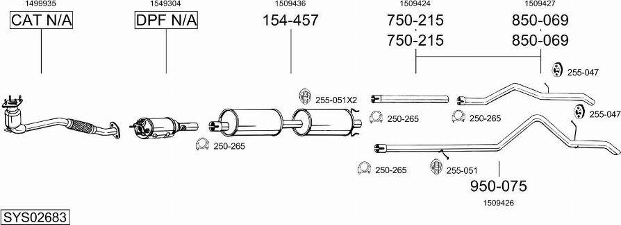 Bosal SYS02683 - Система випуску ОГ autocars.com.ua