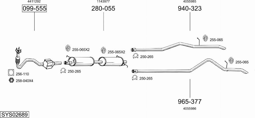 Bosal SYS02689 - Система выпуска ОГ avtokuzovplus.com.ua