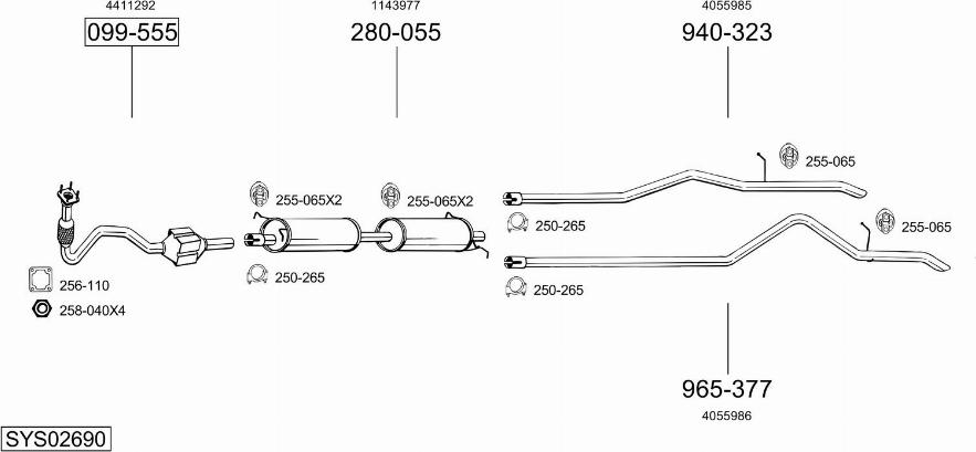 Bosal SYS02690 - Система випуску ОГ autocars.com.ua