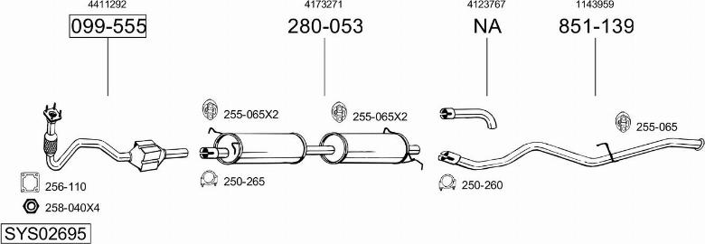 Bosal SYS02695 - Система выпуска ОГ avtokuzovplus.com.ua