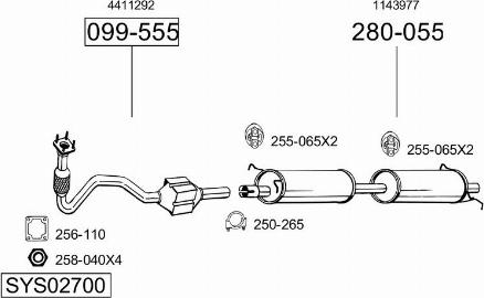 Bosal SYS02700 - Система выпуска ОГ avtokuzovplus.com.ua