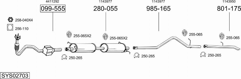 Bosal SYS02703 - Система випуску ОГ autocars.com.ua