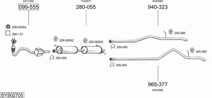 Bosal SYS02705 - Система выпуска ОГ avtokuzovplus.com.ua