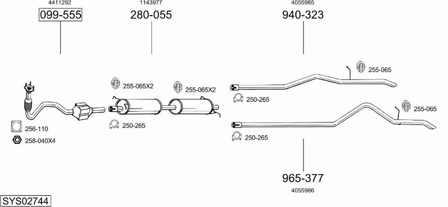 Bosal SYS02744 - Система выпуска ОГ avtokuzovplus.com.ua