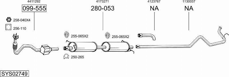 Bosal SYS02749 - Система выпуска ОГ avtokuzovplus.com.ua