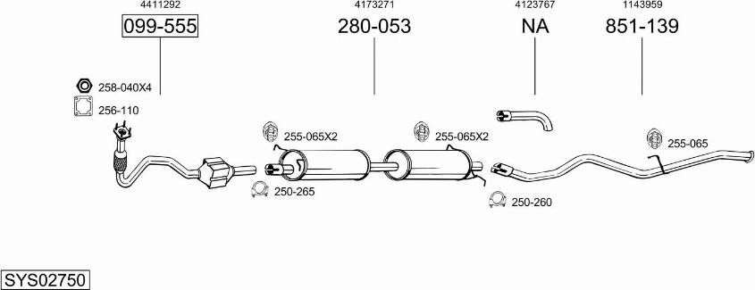 Bosal SYS02750 - Система выпуска ОГ avtokuzovplus.com.ua