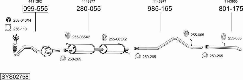 Bosal SYS02758 - Система випуску ОГ autocars.com.ua