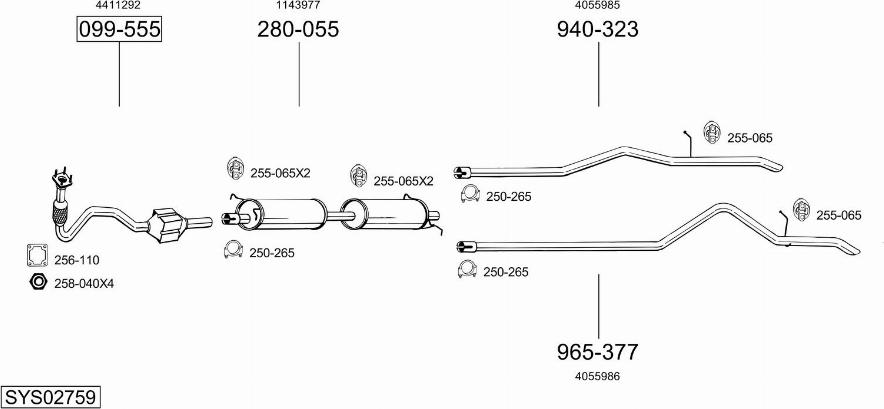 Bosal SYS02759 - Система випуску ОГ autocars.com.ua