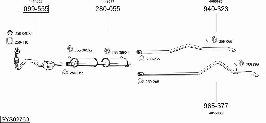 Bosal SYS02760 - Система выпуска ОГ avtokuzovplus.com.ua