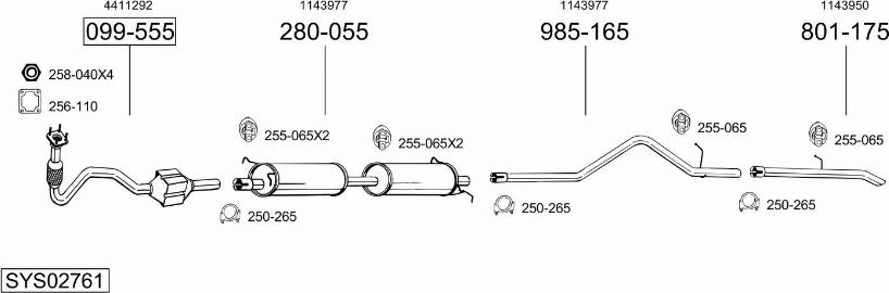 Bosal SYS02761 - Система выпуска ОГ avtokuzovplus.com.ua