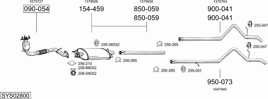Bosal SYS02800 - Система випуску ОГ autocars.com.ua